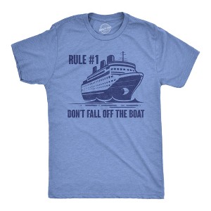 Mens Funny T Shirts Rule Number 1 Dont Fall Off The Boat Sarcastic Cruise Graphic Novelty Tee For Men - Crazy Dog Men's T Shirt - 1 of 4
