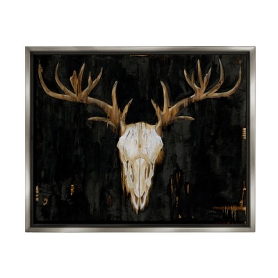 Stupell Industries Deer Antlers Skull Dark RusticFloater Canvas Wall Art