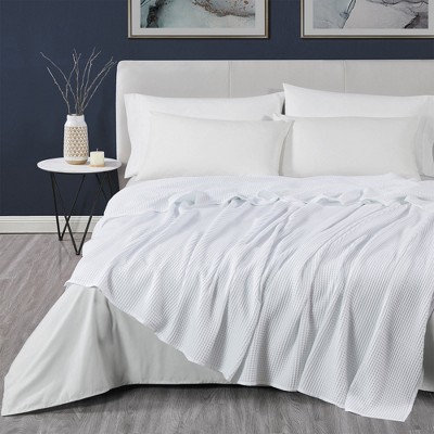 DOZ Waffle Bed Blanket, 50% Bamboo Viscose and 50% Cotton Blend, Lightweight, Ultra Soft, Breathable