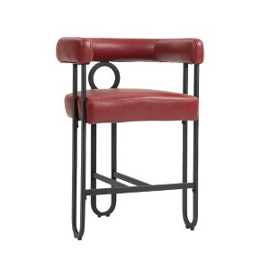 NicBex Accent Chair Set of 2 Modern Brown Leather Bar Stools with Black Metal Frame for Kitchen Island, Pub, Club - 1 of 4