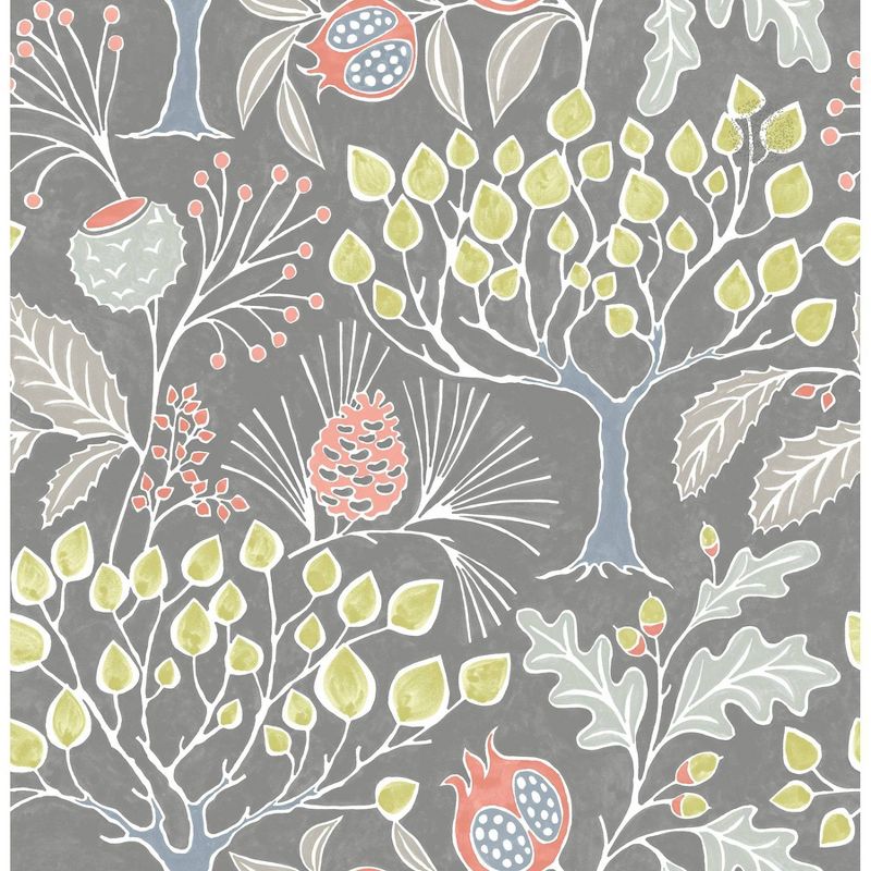 NuWallpaper Brewster Groovy Garden Peel &#38; Stick Wallpaper Gray, 1 of 11