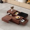 Storage Coffee Table with Sliding Drawers and Hidden Compartments, Wood Center Table for Living Room with Organizer Space-The Pop Home - 2 of 4
