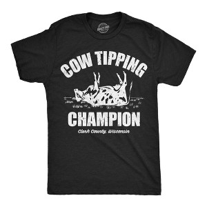 Mens Funny T Shirts Cow Tipping Champion Sarcastic Farm Graphic Novelty Tee For Men - Crazy Dog Men's T Shirt - 1 of 4