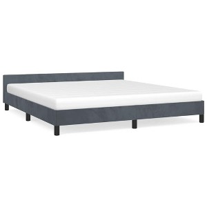 vidaXL Velvet Platform Bed Frame, No Box Spring Needed/No Mattress, Dark Gray California King Bed - 1 of 4