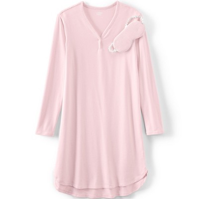 cheibear Women's Victorian Long Sleeve Ruffle Night Gown Sleepwear with  Pockets Pink X-Large