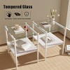 Set of 2 Rectangle End Table, Modern Table Tempered Glass Tabletop with MDF layer, Coffee Table Sets Glass-Cuddlewood - 3 of 4