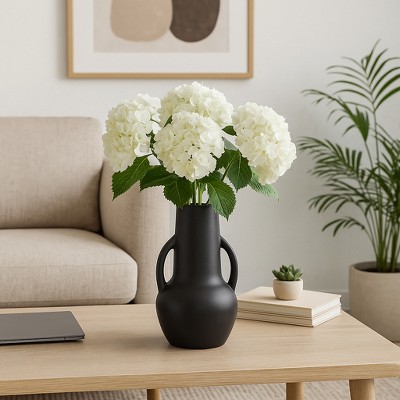 Sagebrook Home 8" Decorative Ceramic Vase with Handles Contemporary Flower Vases for Home
