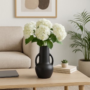 Sagebrook Home 8" Decorative Ceramic Vase with Handles Contemporary Flower Vases for Home - 1 of 4
