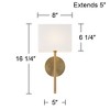 Possini Euro Design Modern Wall Sconce Lighting Warm Brass Hardwired 16 1/4" High Fixture Rectangular Linen Bedroom Home Living Room - 4 of 4