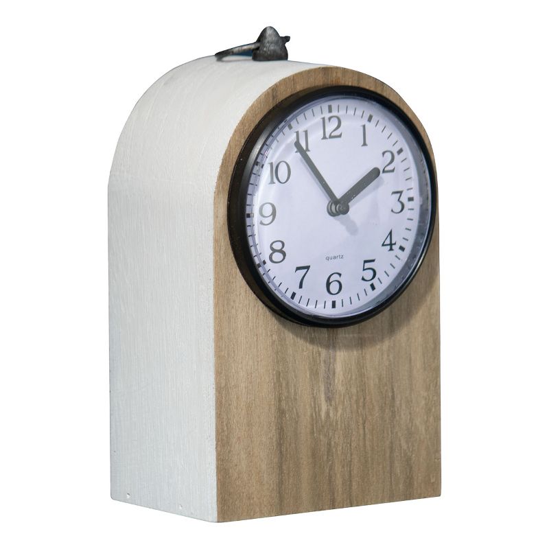 Rustic White Wood Battery Operated Table Clock - Foreside Home & Garden, 2 of 8