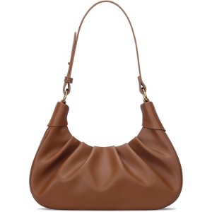 Crescent Handbag Ruched Purse Underarm Bag Detachable Gold Chain Crossbody Bag - 1 of 4