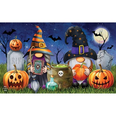 Halloween Gnomes Spooky Humor Rubber Doormat 30" x 18"