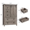 Farmhouse 5 Drawer Dresser for Bedroom, Tall Wood Dresser Chest of Drawer with Sliding Barn Door, Adjustable Shelf, Storage Organizer for Bedroom - 2 of 4