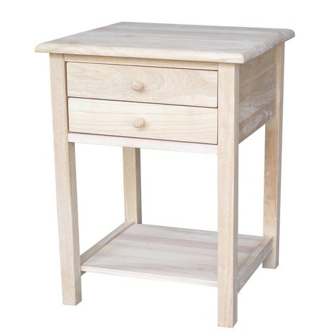 Lamp Table With 2 Drawers, White Lamp Table With Storage