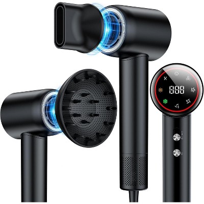 Hair Dryer with 160,000 RPM Brushless Motor, 200M Negative Ions, Low Noise, Includes Diffuser & Concentrator - Ideal for Home & Travel