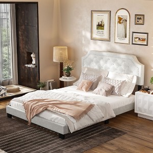 Famapy Queen Size Upholstered Bed Frame with USB Ports & LED Headboard,TB117-Tested Fabric,Style+Safe,Multiple Headboard Styles,Bedroom Centerpiece - 1 of 4