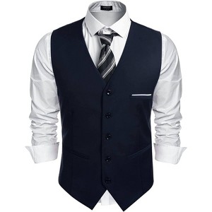 COOFANDY Men's Suit Vest Slim Fit Business Formal Waistcoat Casual Dress Vest - 1 of 4