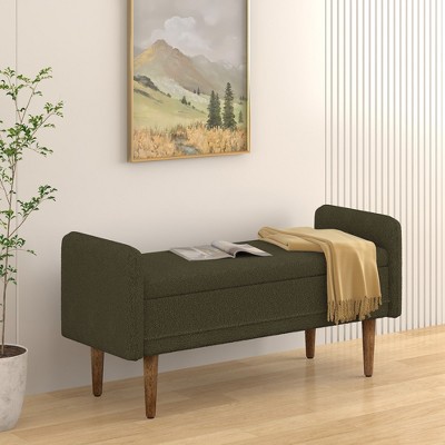 NicBex Ottoman with Storage Bench Storage Organizer Velvet Storage Stool with Rubber Wood Legs for Entryway Bedroom