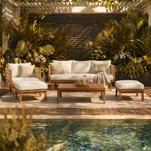 Christopher Knight Home Estela Modern 5 Piece Acacia Patio Chat