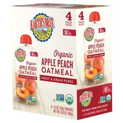 Earth's Best Organic 4pk Apple Peach Oatmeal Baby Food Pouch - 16.8oz