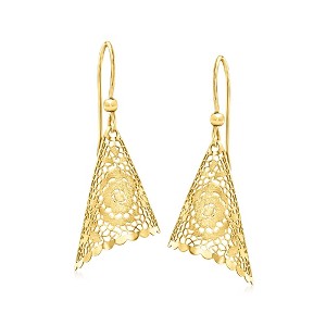 Ross-Simons Italian 14kt Yellow Gold Floral Filigree Drop Earrings - 1 of 4