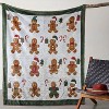 Soft Flannel Vintage Christmas Gingerbread Man Throw Blanket - Multipurpose Warm All-Season Cozy Throw with Holiday Floral Print. - 2 of 4