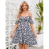 Clearlove Maternity Nursing Dress Womens Strap Ruffle Sleeve Daisy Printed A-Line Tiered Flowy Swing Dress - 2 of 4