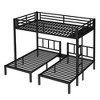 ORRD Triple Bunk Bed, Twin over Twin & Queen, Metal Frame with Guardrails, Space-Saving, Black - 3 of 4