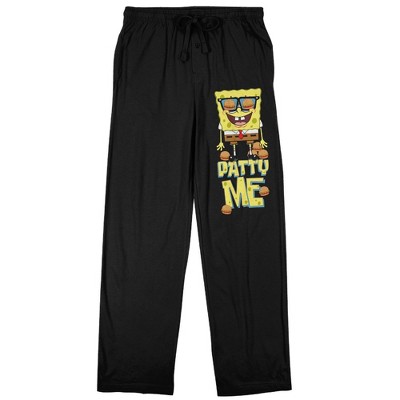 Mens Black Spongebob Krabby Patty Cartoon Character Sleep Pajama Pants