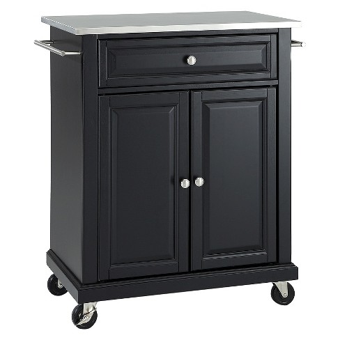 Portable Stainless Steel Top Kitchen Island Wood Black Crosley Target