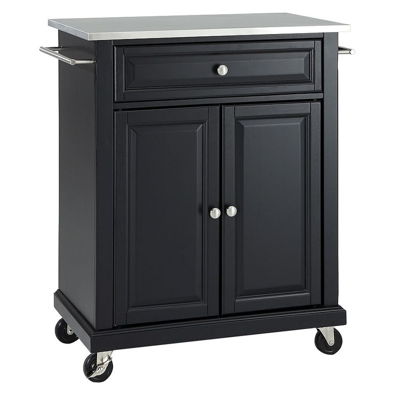 Portable Stainless Steel Top Kitchen Island Wood/Black - Crosley, 1 of 5