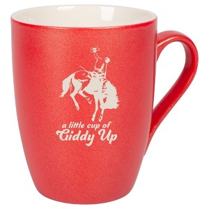 100 North Bucking Bronco 10 Ounce Crimson Red Metallic Finish, Comfortably Fits Your Hands, New Bone China Coffee Tea Cup Mug, A Little Cup Of Giddy - 1 of 1