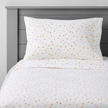 Stars Cotton Kids' Sheet Set Yellow/White - Pillowfort™