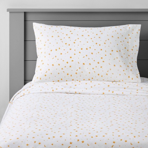 Twin Stars Cotton Kids Sheet Set Yellow white Pillowfort Target