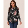 Seta T Women's Loose Fit Long Sleeve Casual Floral Printed Henley V Neck Tunic Tops - 3 of 4
