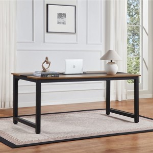 FONTOI 70.5" Computer Desks with Metal Frame, Computer Workstation, Stand up Desk for Home Office, Brown&Black, 31.5"*29.13"*70.87" - 1 of 4
