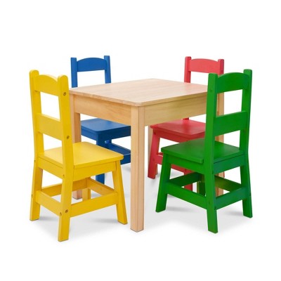 melissa & doug solid wood table and 2 chairs set