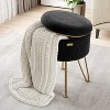 StorageBud Round Ottoman with Storage, Textured Velvet Storage Ottoman, Modern Foot Stool for Living Room and Bedroom - 2 of 4