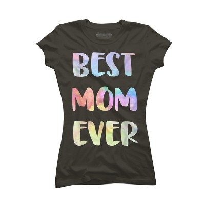 Junior's Design By Humans Best Mom Ever Rainbow Bubble Text By MiuMiuShop T-Shirt