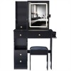NicBex Makeup Vanity Desk with Left Drawers & Cushioned Stool,Wood Makeup Table with Sliding Mirror for Bedroom - 4 of 4