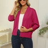 Women's Lightweight 3/4 Sleeve Cropped Cardigan Sweater Open Front Short Shrugs,Rose - M - 2 of 4