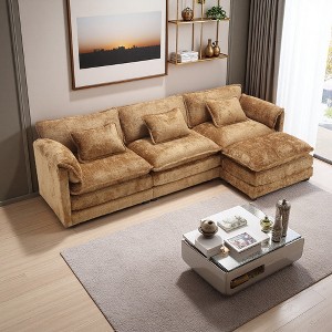 112" Chenille L-Shaped Cloud Sectional Sofa with Removable Ottoman - 1 of 4