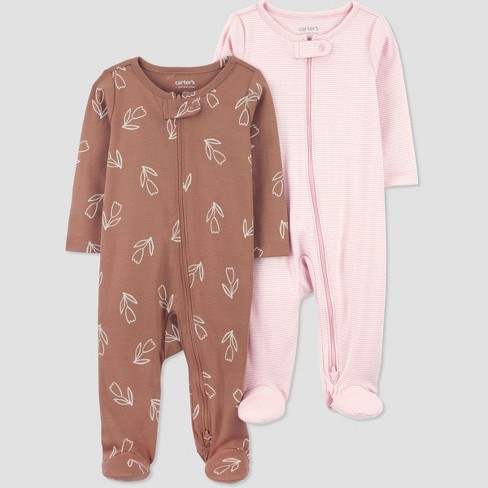 Carter's Just One You® Baby Girls' 2pk Sleep N' Play - Pink/brown 6m :  Target