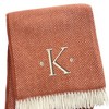HomeRoots 55" X 70" Terra Cotta And White Herringbone Cotton Blend K Initial Throw Blanket with Tassels And Embroidery - 4 of 4