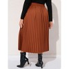 Clearlove Plus Size Pleated Skirt Women's Elastic Waist Boho  Midi Skirts with Pockets - 3 of 4
