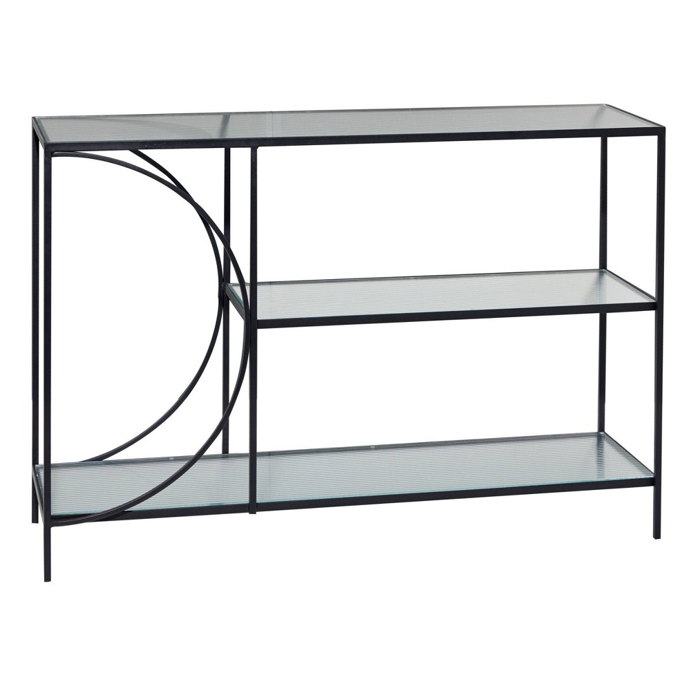 Photos - Coffee Table Olivia & May Industrial Metal Console Table Black: Sturdy Entryway Furniture with Fixed Shelf