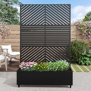 PexFix 72 in. H x 47 in. W Black Metal Rectangle Wall Planter Box with Trellis for Climbing Plants - 1 of 4