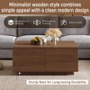 ModernLuxe Square Coffee Table with 4 Drawers, Modern Cocktail Table Sofa Side Table Accent Table Center Table, Walnut/Black - 3 of 4