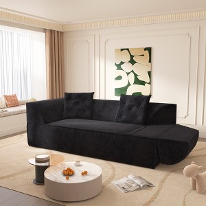 MYINDA 3-in-1 Convertible Sofa Bed, Deep Seat Couch - 3-Seater Sofa, Sparkling Chenille Chaise Lounge for Living Room, Studio,Office - 1 of 4
