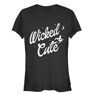 Juniors Womens CHIN UP Halloween Wicked Cute Witch T-Shirt - 1 of 3
